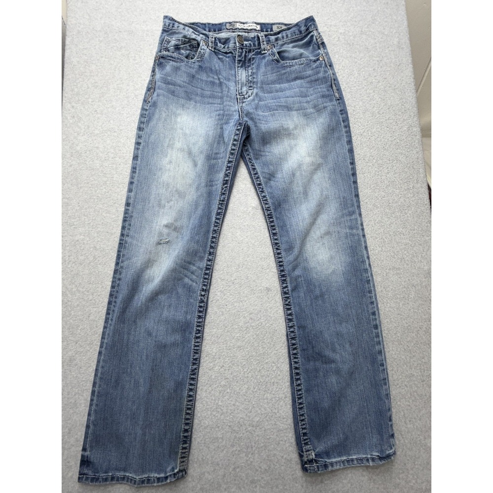 BKE Tyler Straight Jeans Mens 32L Blue Medium Wash Relaxed Denim ABM2362
